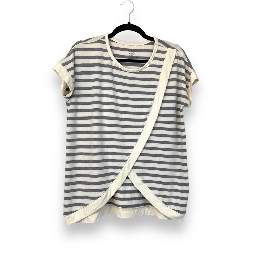 Motherhood Maternity Nursing Modal blend top grey white stripe womens S